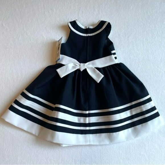 Bonnie Jean Girls NWT Nautical Sailor Dress 2T Spring Classic Bows - Picture 2 of 4